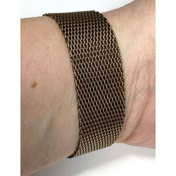 J Crew Bracelet Mesh Brass Tone Vintage 6.25” - Picture 10 of 12